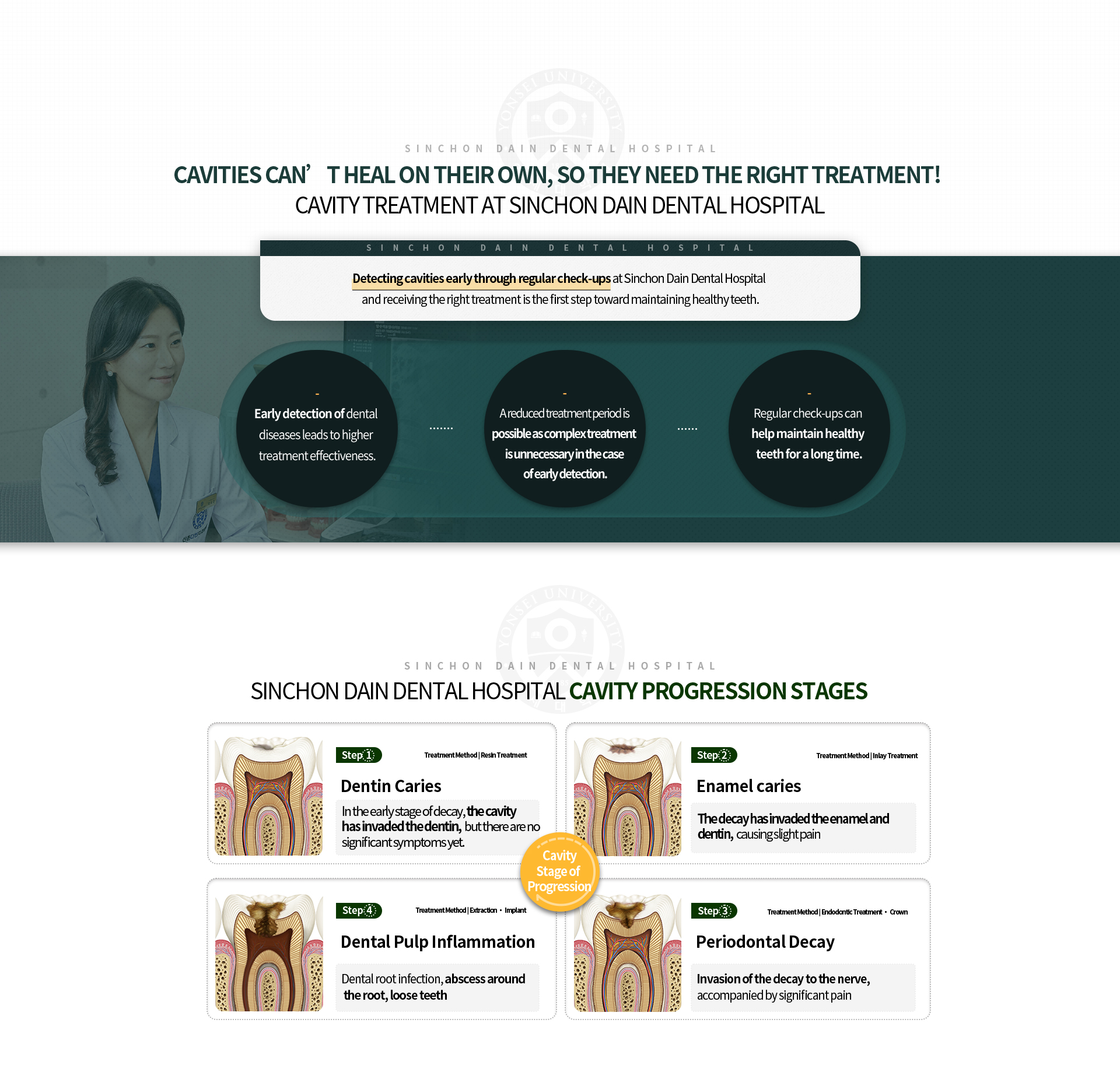 충치치료-충치는-스스로-회복되지-않아-적절한-치료가-필요합니다-정기적인-검진으로-초기에-충치를-발견하고,-적절한-치료를-받는-것이-건강한-치아를-위한-첫-시작입니다-치아질환을-조기에-발견-할-수-있어-치료효과가-높아집니다-복잡한-치료가-불필요하므로-치료기간이-짧아집니다-정기검진을-통해-오랜기간-건강한-치아를-유지할-수-있습니다-충치진행-1단계-법랑질충치-초기-충치로-법랑질까지-충치가-침범한-상태,-증상은-크게-없음-2단계-상아질-충치-상아질까지-충치가-침범하여-약간의-통증이-동반-3단계-치수염-충치-신경까지-충치가-침범한-상태,-상당한-통증이-동반-4단계-치근단-염증-치아-뿌리까지-침범한-상태,-뿌리-주변-농양/흔들림-발생